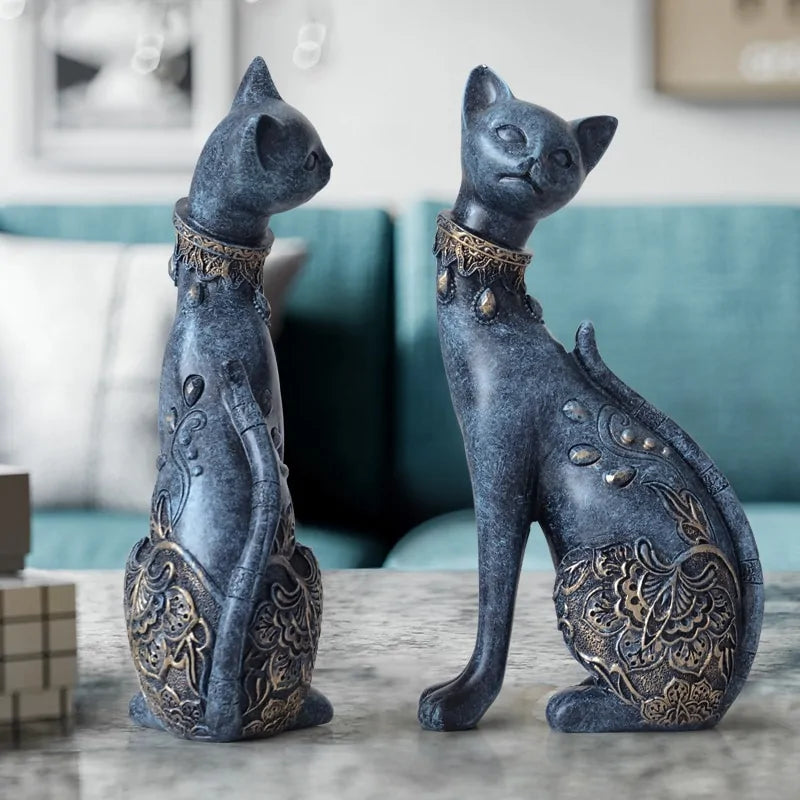 Figurine Decorative Resin Cat Statue