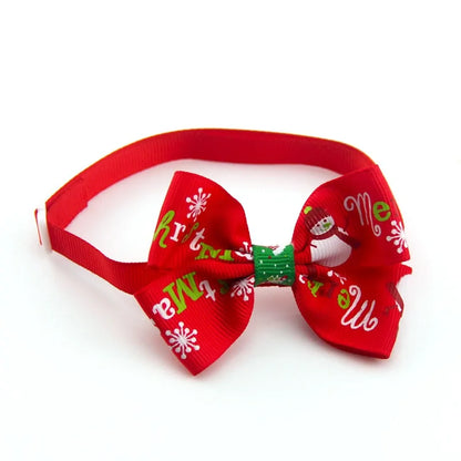 Festive Holiday Pet Bow Collar