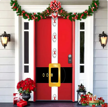 Christmas Full Background Fabric Door Hanging for Christmas Party Decoration