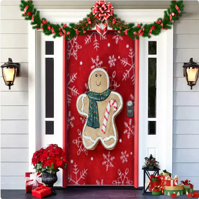 Christmas Full Background Fabric Door Hanging for Christmas Party Decoration