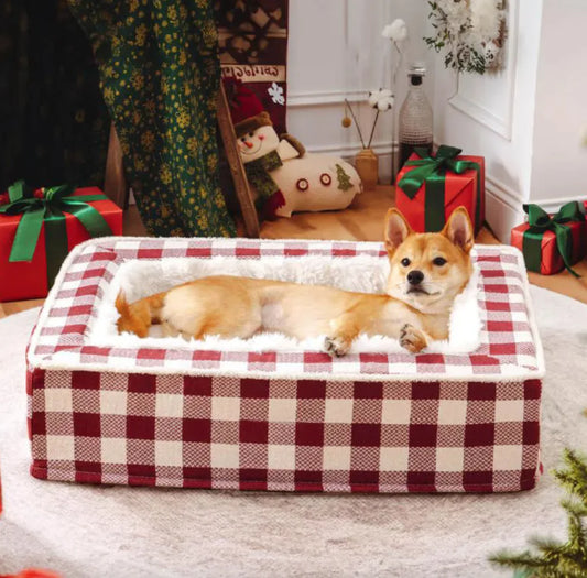 Christmas Classic Plaid Pet Bed (Removable & Washable)