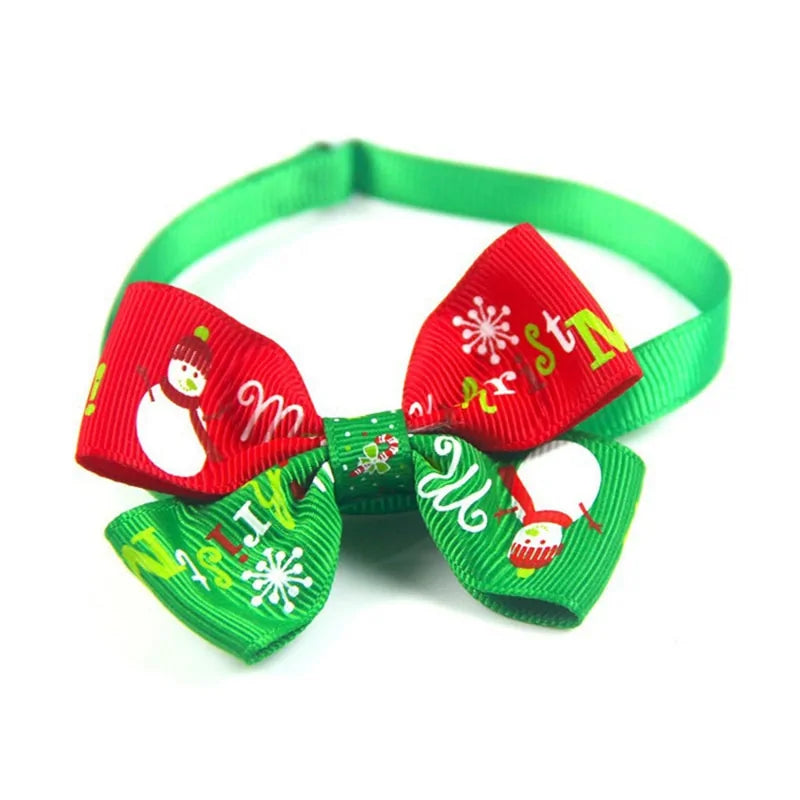 Festive Holiday Pet Bow Collar