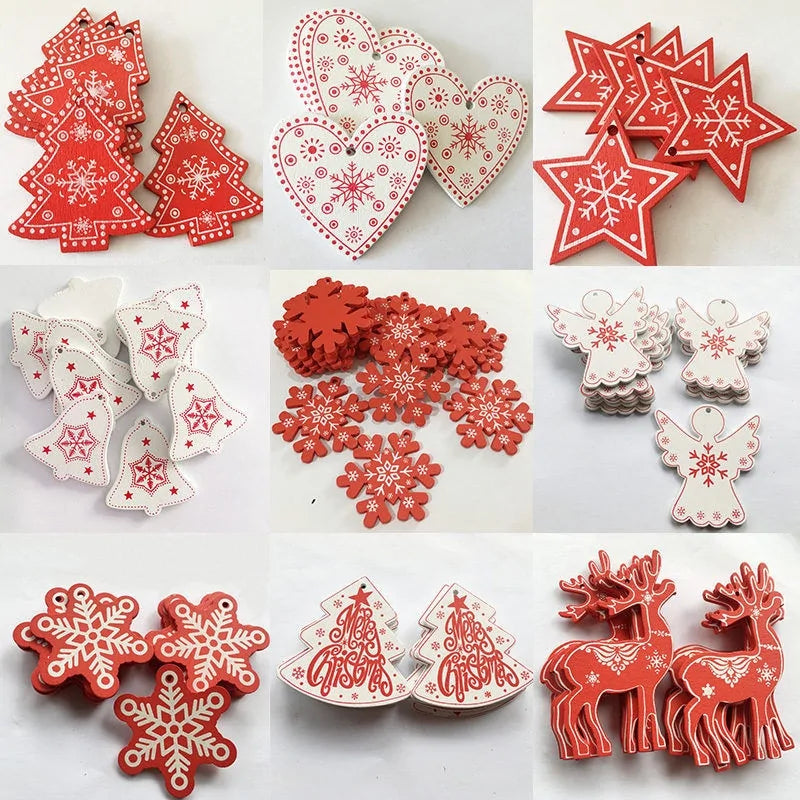 New Year and Christmas Wood Ornaments