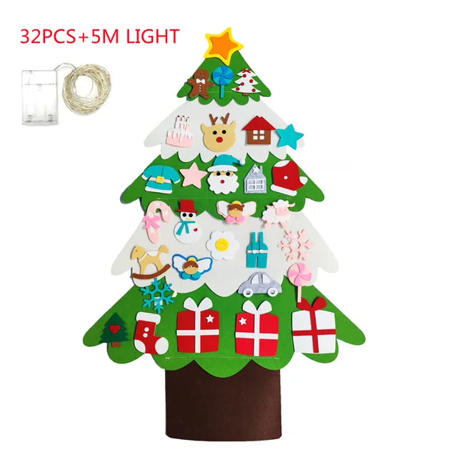 Premium Felt Christmas Tree, Lights, and Ornaments Set