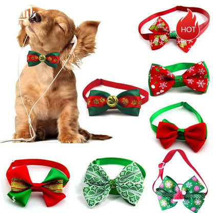 Festive Holiday Pet Bow Collar