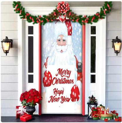 Christmas Full Background Fabric Door Hanging for Christmas Party Decoration