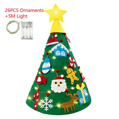 Premium Felt Christmas Tree, Lights, and Ornaments Set