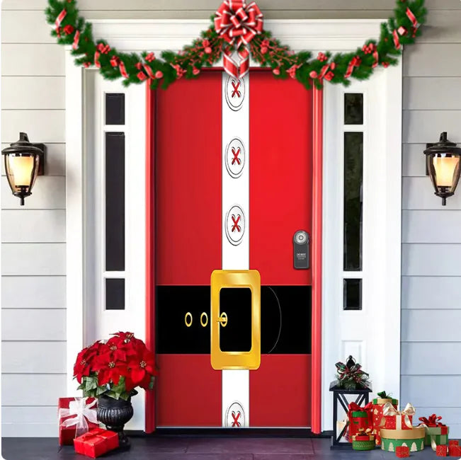 Christmas Full Background Fabric Door Hanging for Christmas Party Decoration