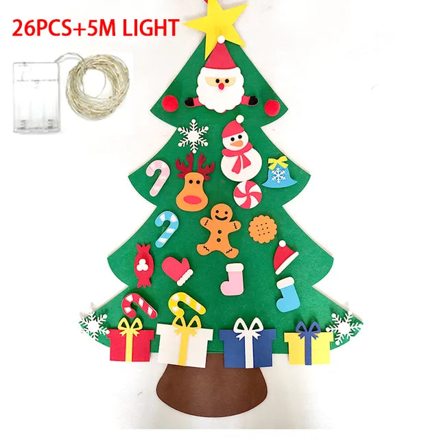 Premium Felt Christmas Tree, Lights, and Ornaments Set