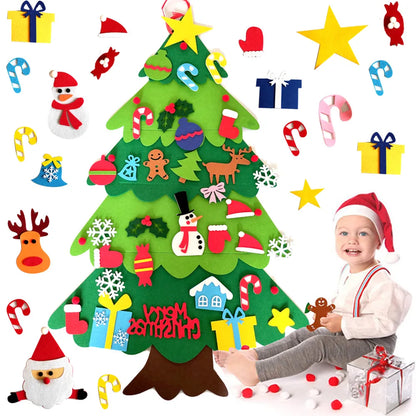 Premium Felt Christmas Tree, Lights, and Ornaments Set