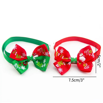 Festive Holiday Pet Bow Collar