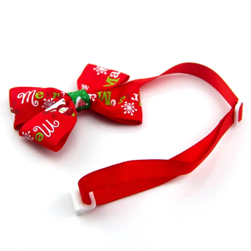 Festive Holiday Pet Bow Collar