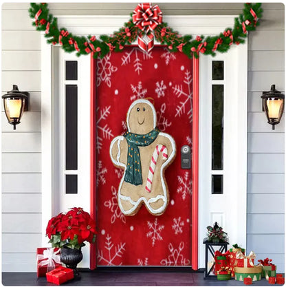 Christmas Full Background Fabric Door Hanging for Christmas Party Decoration