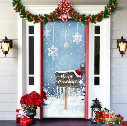 Christmas Full Background Fabric Door Hanging for Christmas Party Decoration