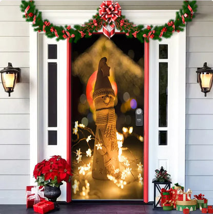 Christmas Full Background Fabric Door Hanging for Christmas Party Decoration