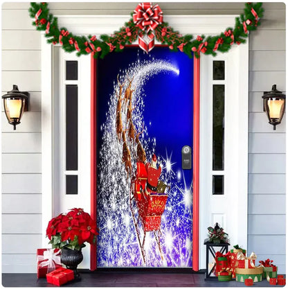 Christmas Full Background Fabric Door Hanging for Christmas Party Decoration