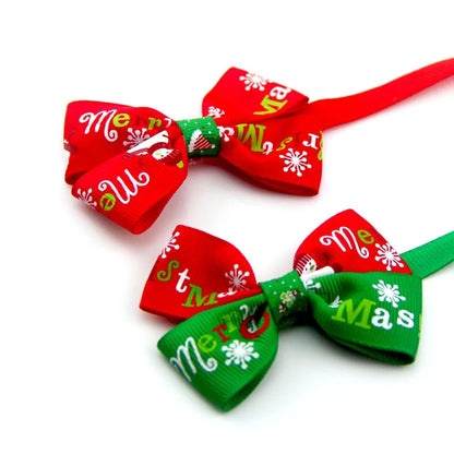 Festive Holiday Pet Bow Collar