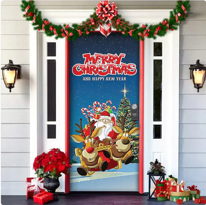 Christmas Full Background Fabric Door Hanging for Christmas Party Decoration