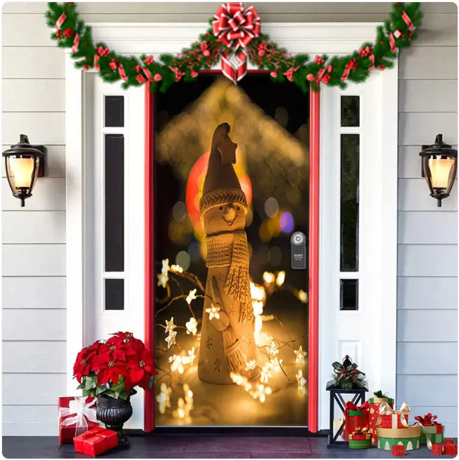 Christmas Full Background Fabric Door Hanging for Christmas Party Decoration