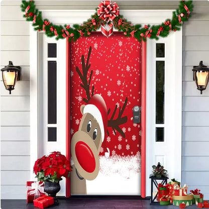 Christmas Full Background Fabric Door Hanging for Christmas Party Decoration