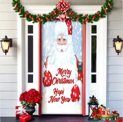 Christmas Full Background Fabric Door Hanging for Christmas Party Decoration