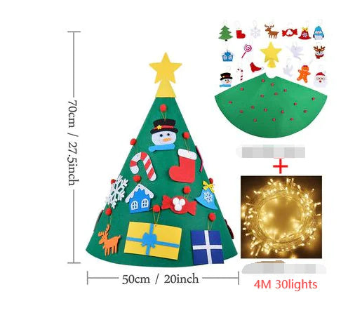 Premium Felt Christmas Tree, Lights, and Ornaments Set